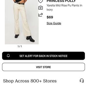 NWT Princess Polly Cream Flare Pants Yareli’s Mid Rise PU size 12 faux leather